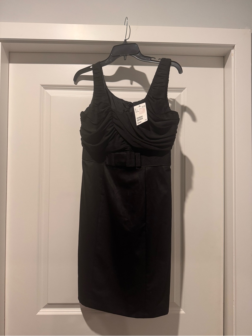 H&M Black Ruched Sheath Dress with Waist Bow Detail